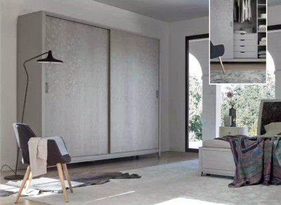 Schlafzimmer Kleiderschrank Material Holz Schrank grau Modern neu